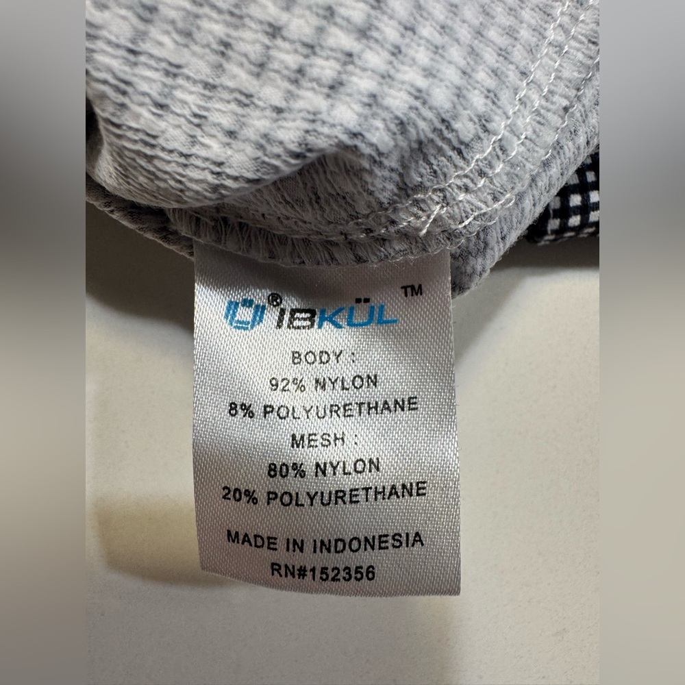 IBKUL women's black/white micro plaid print 1/4-zip UPF50+ long-sleeved top Sz M - Picture 6 of 9